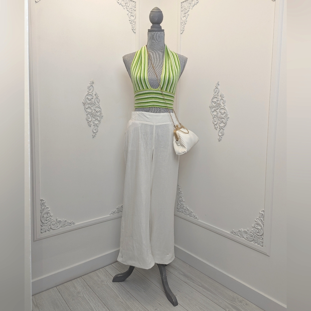 Old Navy White Wide-Leg Linen Pants